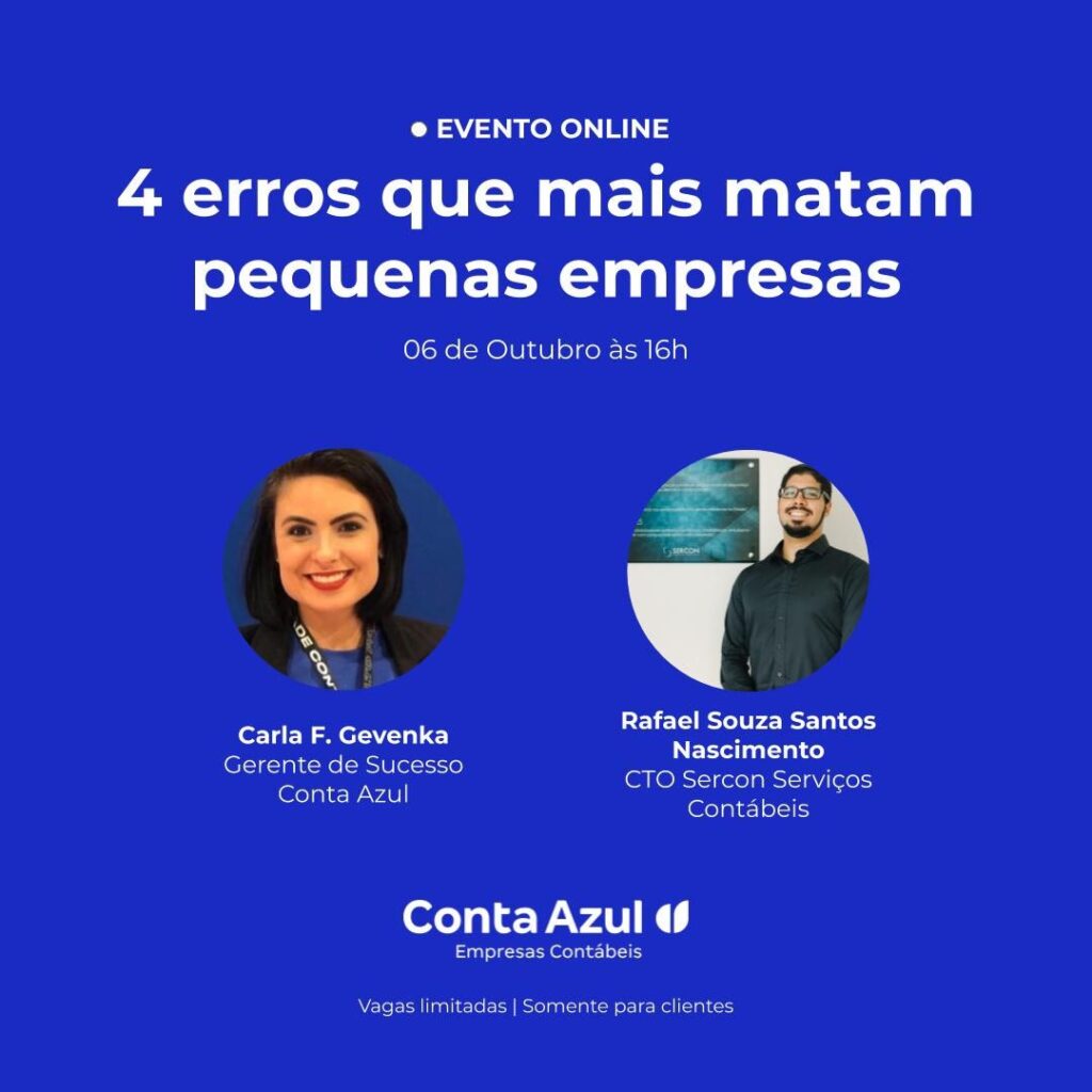 Evento Online – 4 erros que mais matam pequenas empresas – 06/10/2020 às 16 hora